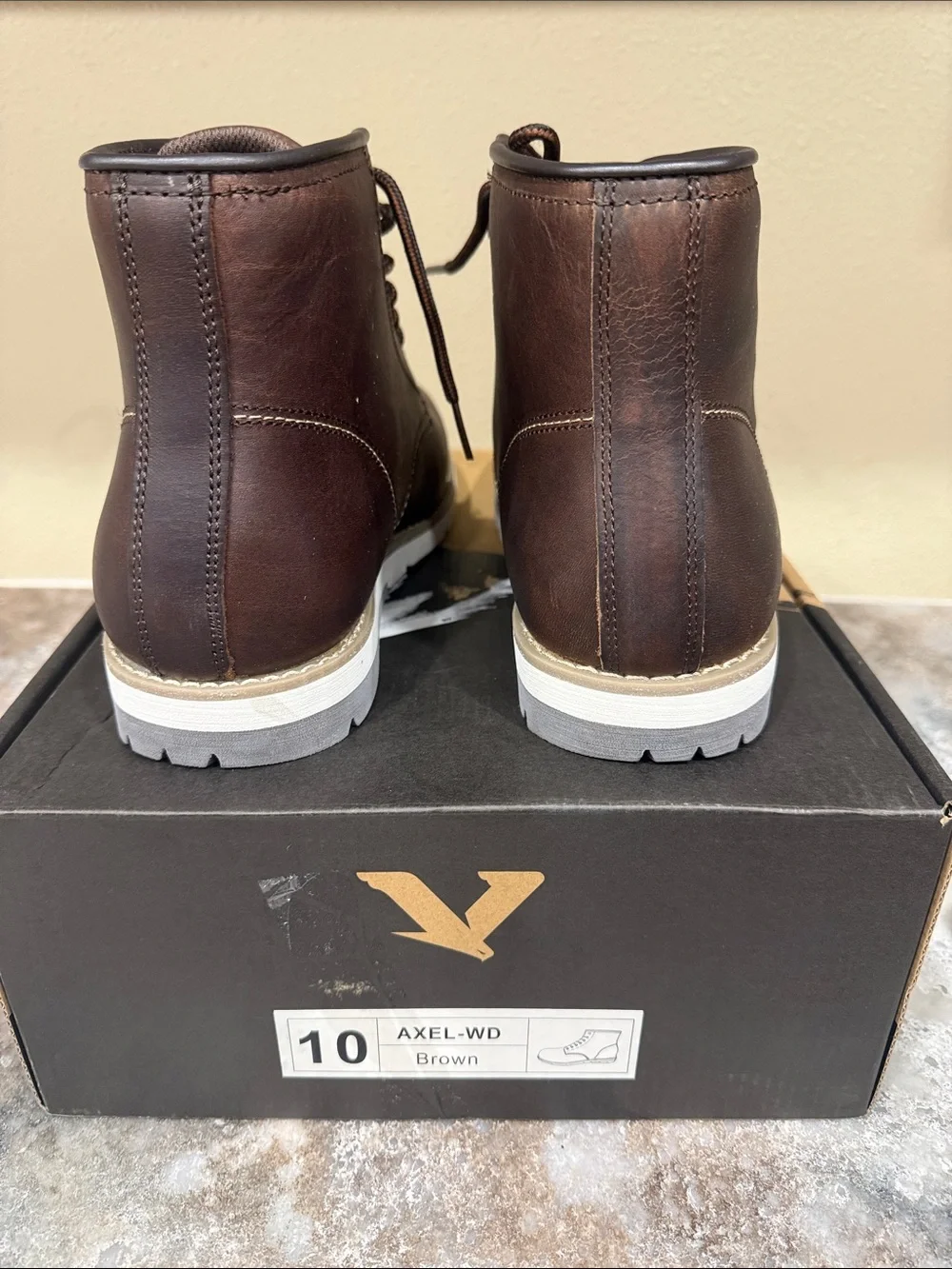 Brown Men's Chukka Boots - Rugged Leather with White Lug Sole